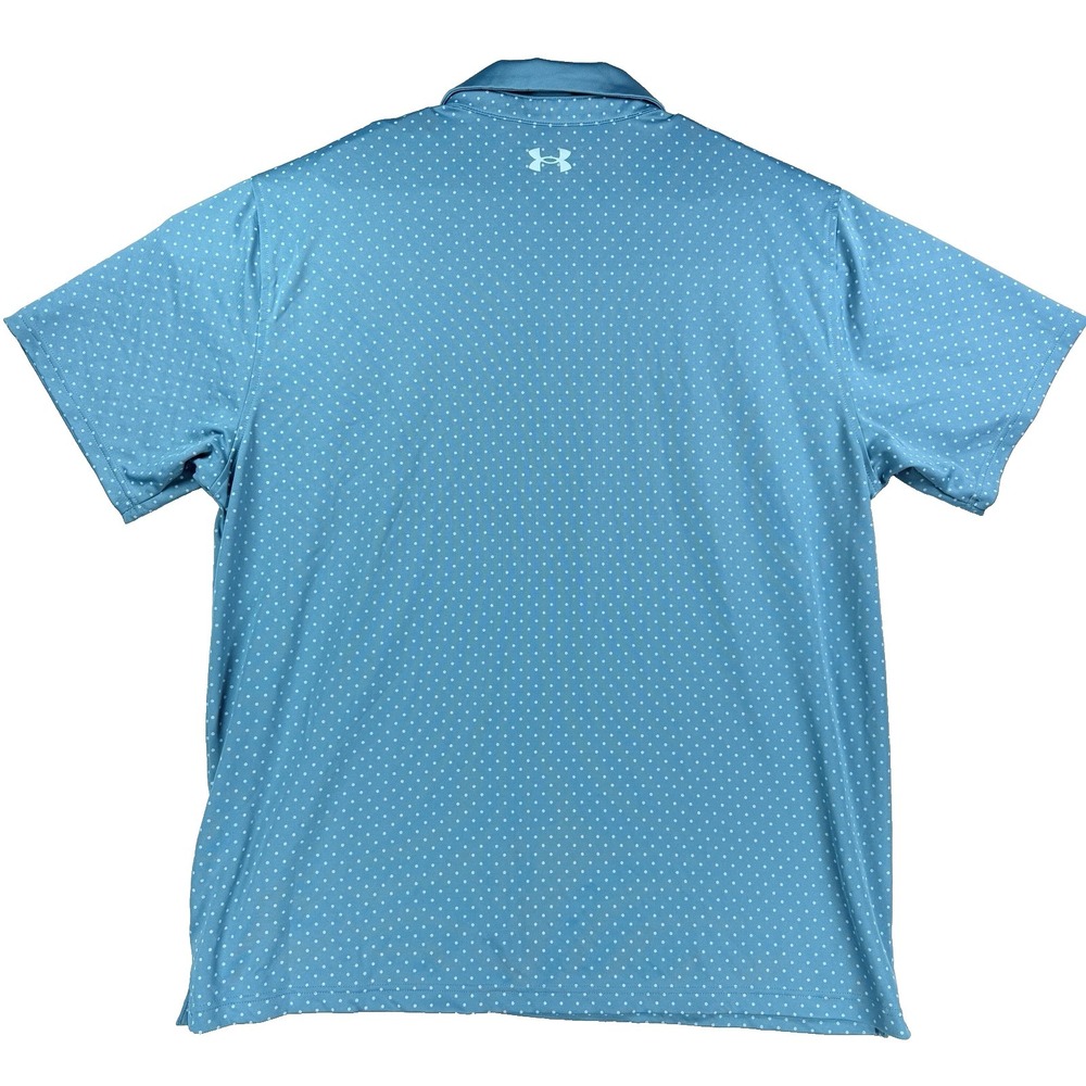 Mens Under Armour Performance Polo Shirt Polka Dot Blue Size 2XL Heat Gear Golf - Picture 6 of 7